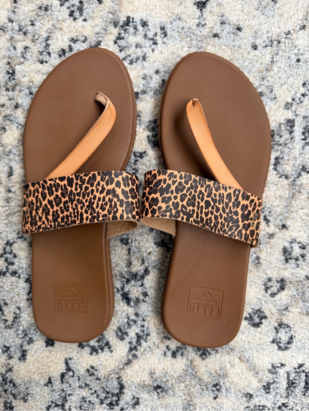 Reef Women’s Brown Leopard Print Slide Sandals